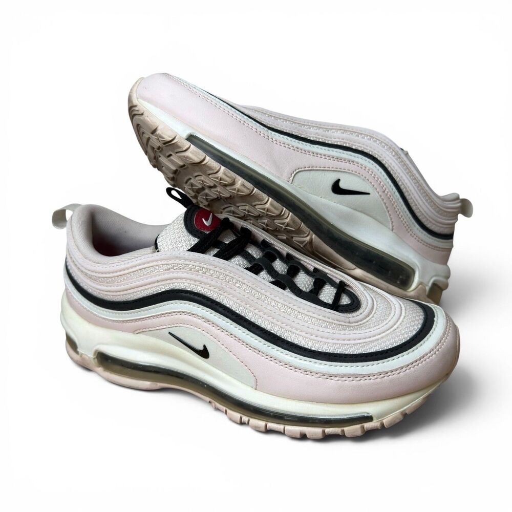 Nike Air Max 97 Womens 9 Light Pink White Black Sneakers Athleisure Workout Gym